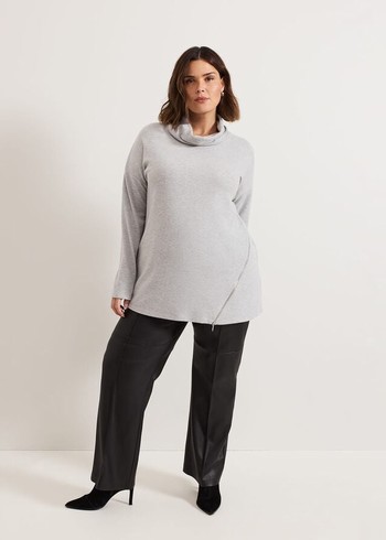 Phase Eight Klara Grey Snuggle T Shirts Grey USA | 8392715-CO